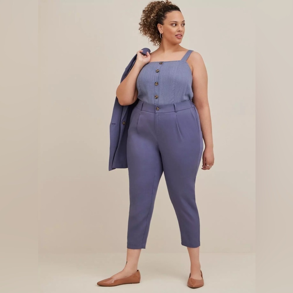 Torrid Slim Taper Stretch Linen Blend Pants Size 18 In Blue NWT
